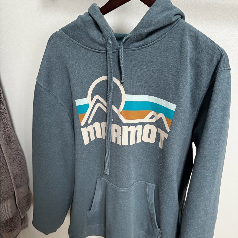 Marmot Light Blue-Grey Fleece Jacket with Black Label